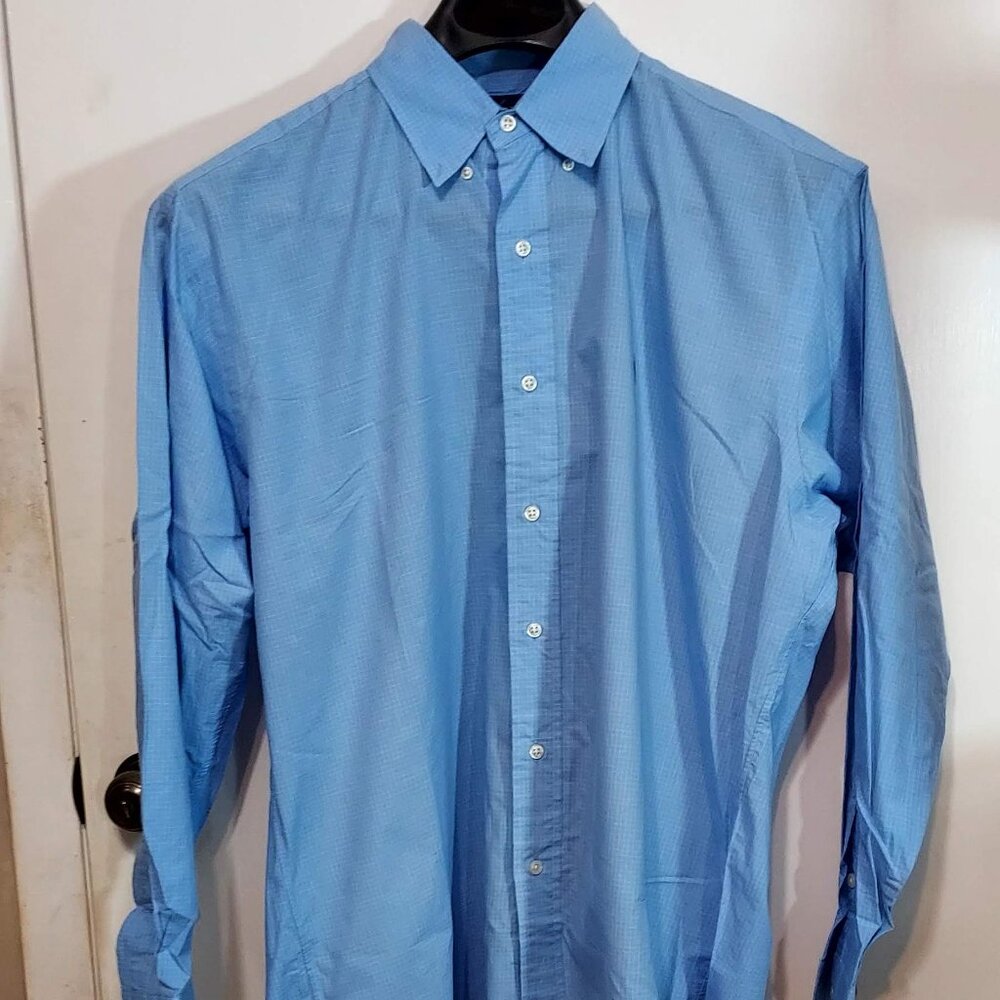 Ralph Laurel Black Lable Blue & White check Short.  Sz M Long Sleeve